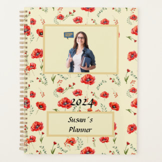 Rood Poppy bloem aquarel patroon Planner
