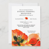 Rood Poppy Bloem Avond Bruiloft Receptie Kaart (Voorkant)