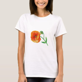 Rood Poppy Bloem Kunst Tekening Zomer T-shirt