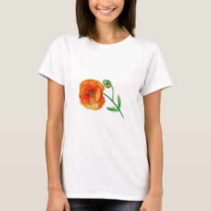 Rood Poppy Bloem Kunst Tekening Zomer T-shirt