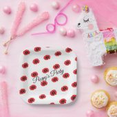 Rood Poppy Bloem Patroon Custom Party Papieren Bordje (Feest)
