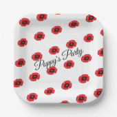 Rood Poppy Bloem Patroon Custom Party Papieren Bordje (Voorkant)