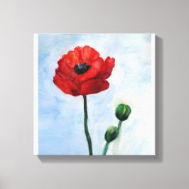 Rood Poppy Bloem Wanddecor Canvas Afdruk