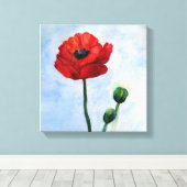 Rood Poppy Bloem Wanddecor Canvas Afdruk (Insitu (Houten vloer))