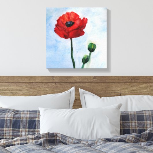Rood Poppy Bloem Wanddecor Canvas Afdruk (Insitu (Slaapkamer))