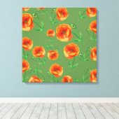 Rood Poppy Bloemen Stretched Canvas Print (Insitu (Houten vloer))
