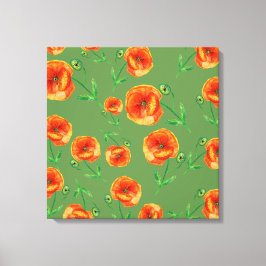 Rood Poppy Bloemen Stretched Canvas Print