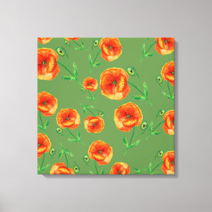 Rood Poppy Bloemen Stretched Canvas Print