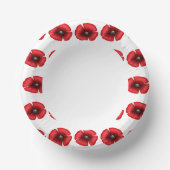 Rood Poppy Bloemenrand Rood en Wit Bloemen Papieren Kommen (Voorkant)