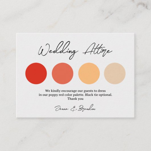 Rood Poppy bruiloft kleding 4 kleur palet Informatiekaartje (Voorkant)