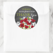 Rood Poppy Chalkboard Modern Dank je Label (Tas)