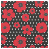 Rood Poppy en Polka Dot Patroon Stof (Close Up)