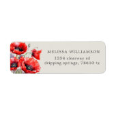 Rood Poppy Floral retour adres label (Voorkant)