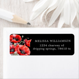 Rood Poppy Floral retour adres label