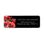 Rood Poppy Floral retour adres label (Voorkant)