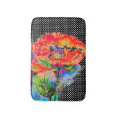 Rood Poppy floral waterverf polka dot accent Badmat (Voorkant Verticaal)