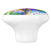 Rood Poppy floral waterverf polka dot accent Keramische Knop (Zijkant)