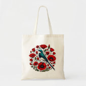 Rood Poppy Flower Poppies Sunbird Abstract kunstwe Tote Bag (Voorkant)