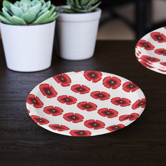 Rood Poppy Flowers BBQ Buffet Party Papier Bord