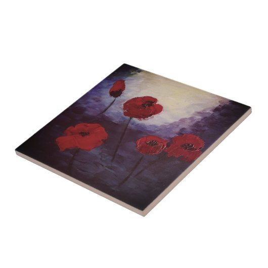Rood Poppy Flowers Blossom Art Tegel Tegeltje (Zijkant)
