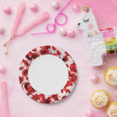Rood Poppy Flowers Edge Papieren Bordje (Feest)