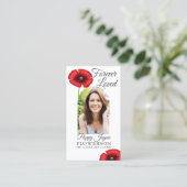 Rood Poppy Foto Herinnering Begrafenis Kaart Visitekaartje (Staand voorkant)