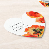 Rood Poppy Illustratie Bloemenkunst Bruiloft Kartonnen Onderzetters (Gekanteld)
