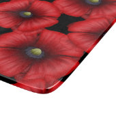 Rood Poppy Patroon Zwart Glas Snijplank (Hoek)