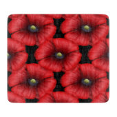 Rood Poppy Patroon Zwart Glas Snijplank (Voorkant)
