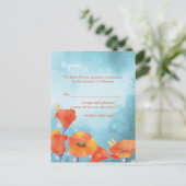 Rood Poppy Turquoise bruiloft RSVP Kaart (Staand voorkant)