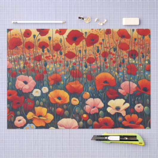 Rood Poppy Veld Fauvisme Schilderen Decoupage Tissuepapier (Craft)