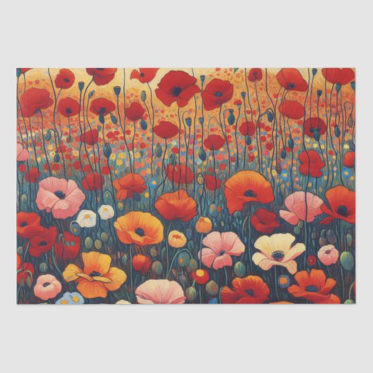 Rood Poppy Veld Fauvisme Schilderen Decoupage Tissuepapier (Voorkant)