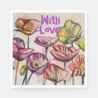 Rood Poppy waterverf Helder Roze Bloemen