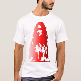 Rood portret van een vrouw met lang haar t-shirt