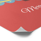 Rood Poster met kerstboom in Kawaii (Hoek)