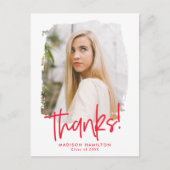 Rood | Preppy Script Photo Afstuderen Hartelijk da Briefkaart (Voorkant)