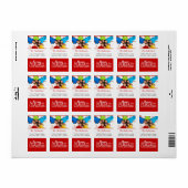 Rood, prettig kerstfeest etiket (Full Sheet)