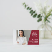 Rood Professioneel Fotologo Visitekaartje (Staand voorkant)