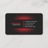 Rood Professioneel Grafisch Ontwerper Zwart Elegan Visitekaartje (Achterkant)