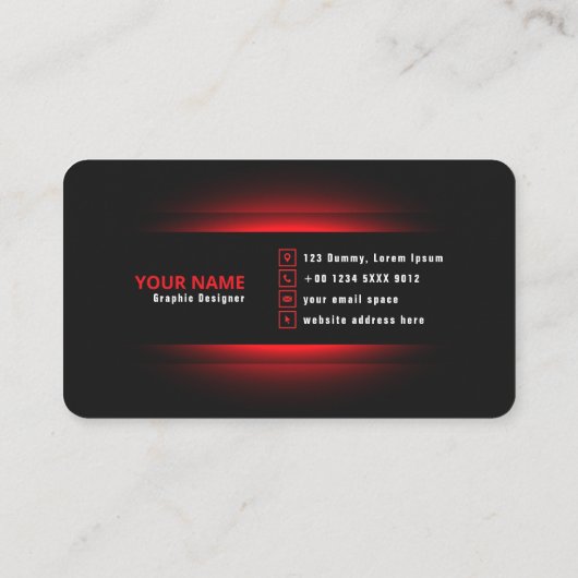 Rood Professioneel Grafisch Ontwerper Zwart Elegan Visitekaartje (Achterkant)