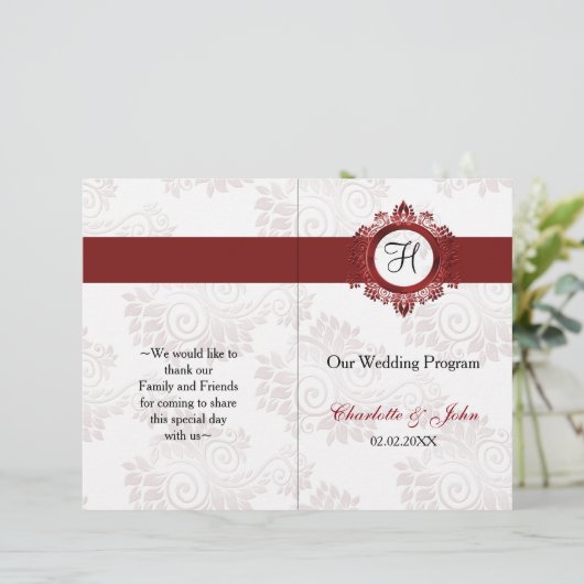 Rood programma gevouwen bruiloft (Staand voorkant)