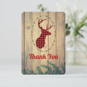 Rood Pset Rustic Dank je wel. Bedankkaart (Staand voorkant)