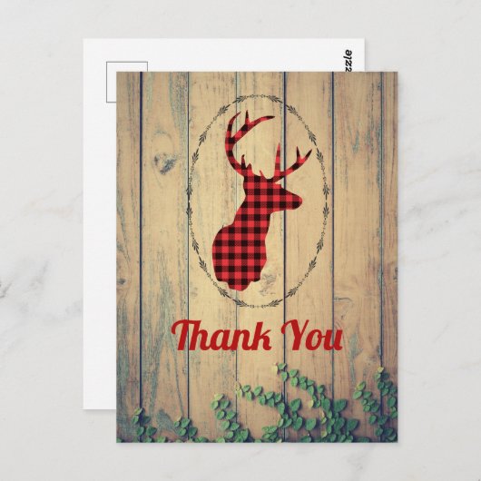 Rood Pset Rustic Dank je wel. Briefkaart (Voorkant / Achterkant)