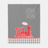 Rood puffend stoomtrein grillig grafisch fleece deken (Voorkant)