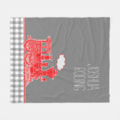Rood puffend stoomtrein grillig grafisch fleece deken (Voorkant (Horizontaal))