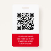 Rood QR gecodeerd V1 dienstpas Badge (Achterkant)