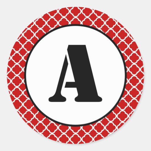 Rood Quatrefoil - Circle Sticker (Voorkant)
