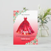  rood quinceañera dama voorstel kaart (Staand voorkant)