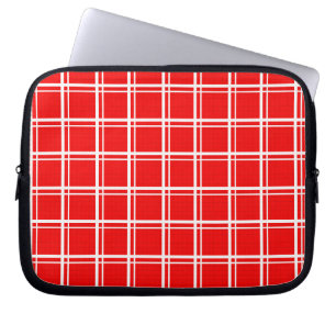 Rood raamvenster geruite rasterstrepen Patroonontw Laptop Sleeve