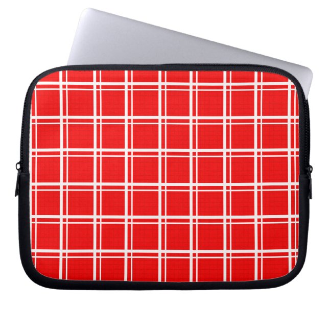 Rood raamvenster geruite rasterstrepen Patroonontw Laptop Sleeve (Voorkant)
